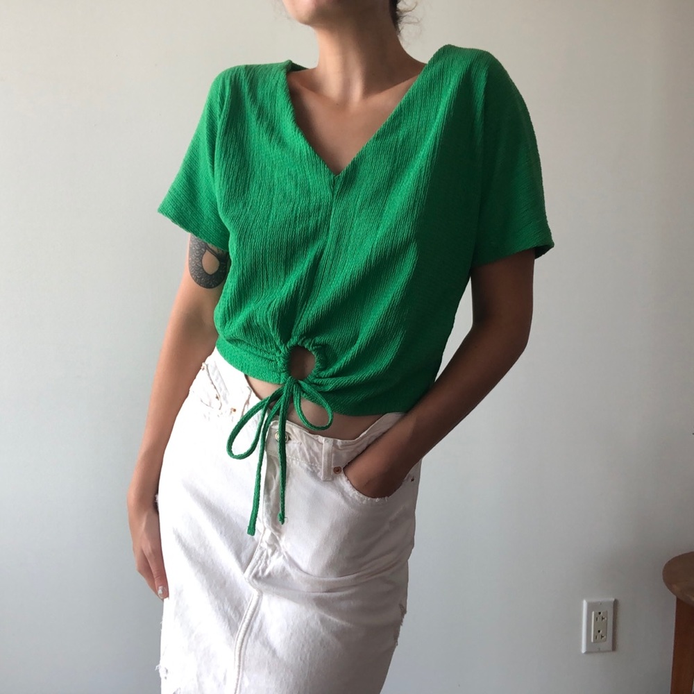 Zara Cropped Tie Top in Emerald 💚